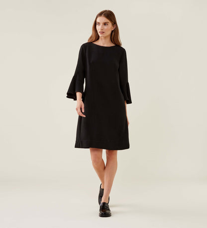 Izzy Black Crepe Midi Dress