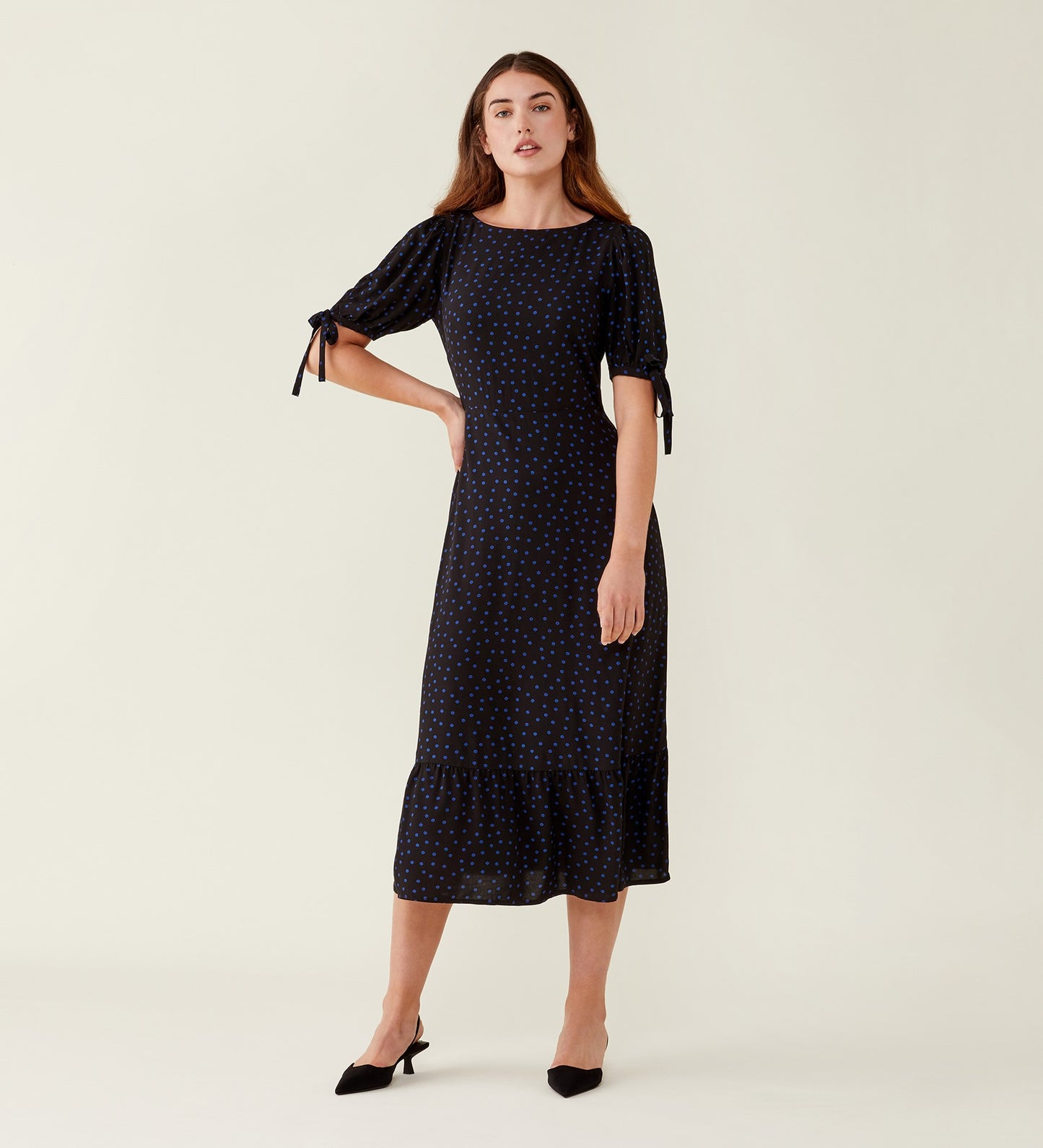 Ruby Blue Polka Dot Midi Dress