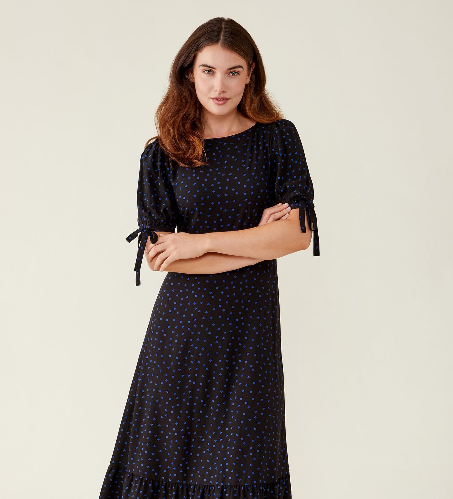 Ruby Blue Polka Dot Midi Dress