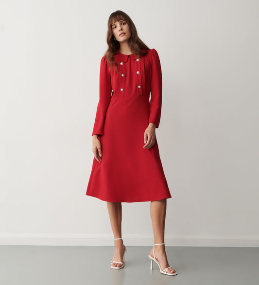 Jadey Red Knee Length Dress