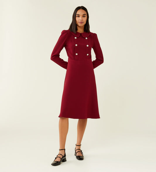 Jadey Wine Crepe Dress