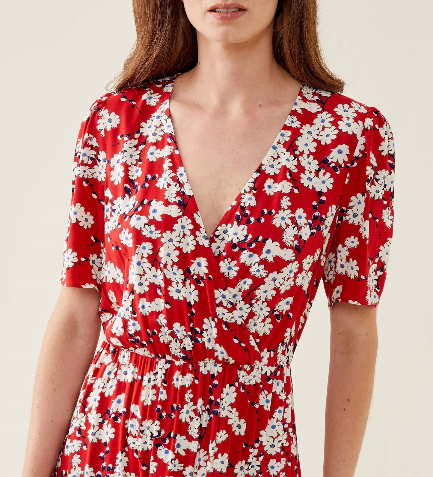 Amara Red Daisy Midi Dress LENZING™ ECOVERO™