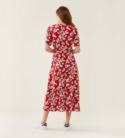 Amara Red Daisy Midi Dress LENZING™ ECOVERO™