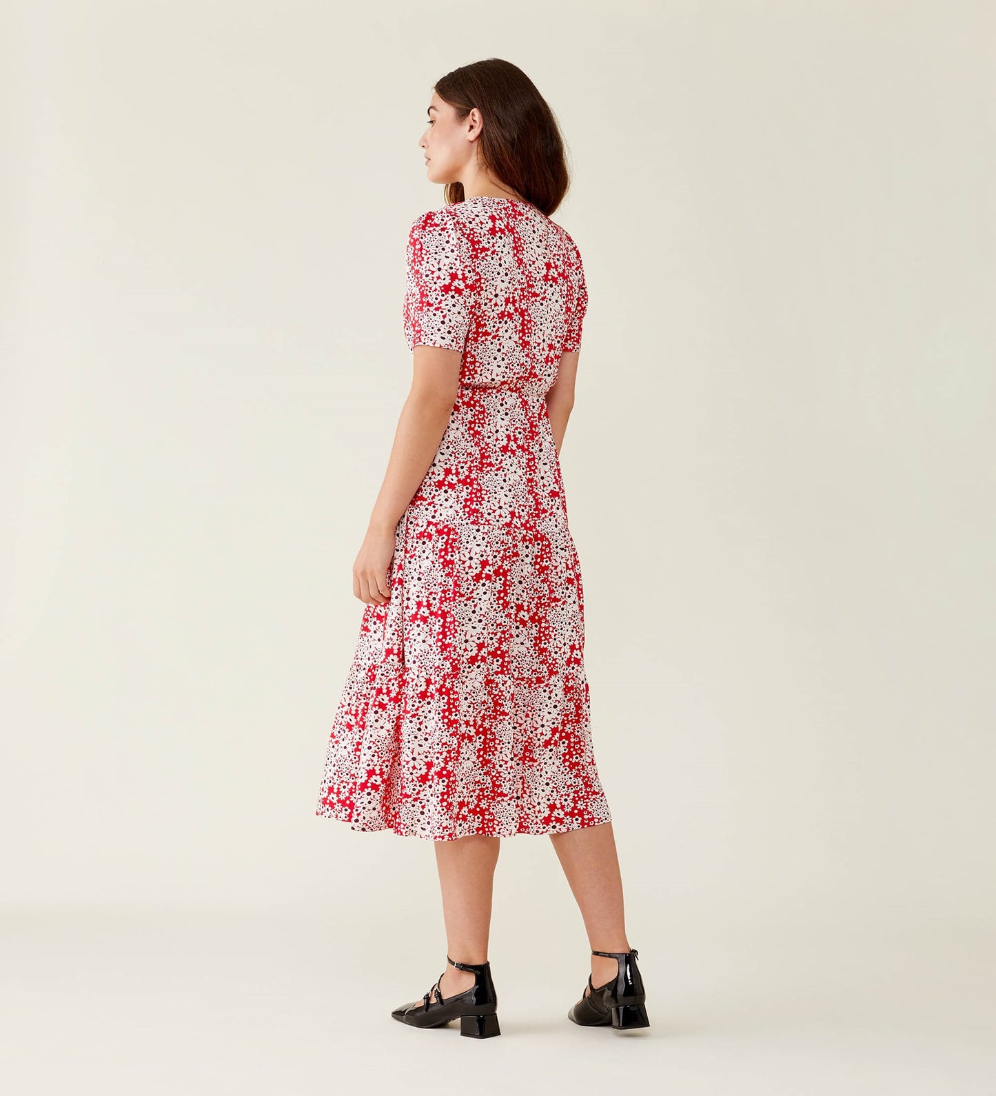 Amara Red Floral Midi Dress LENZING™ ECOVERO™