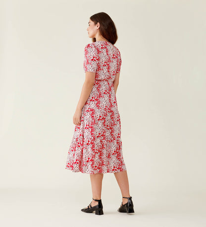 Amara Red Floral Midi Dress LENZING™ ECOVERO™