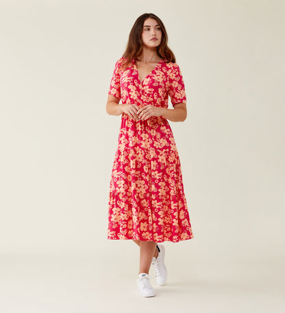 Amara Pink Blooms Midi Dress LENZING™ ECOVERO™