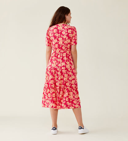 Amara Pink Blooms Midi Dress LENZING™ ECOVERO™