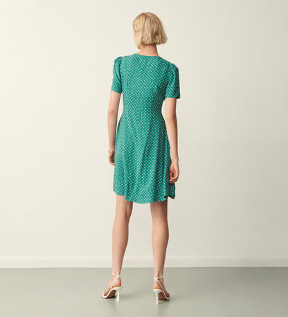 Mala Green Spot Knee Length Dress                                     LENZING™ ECOVERO™