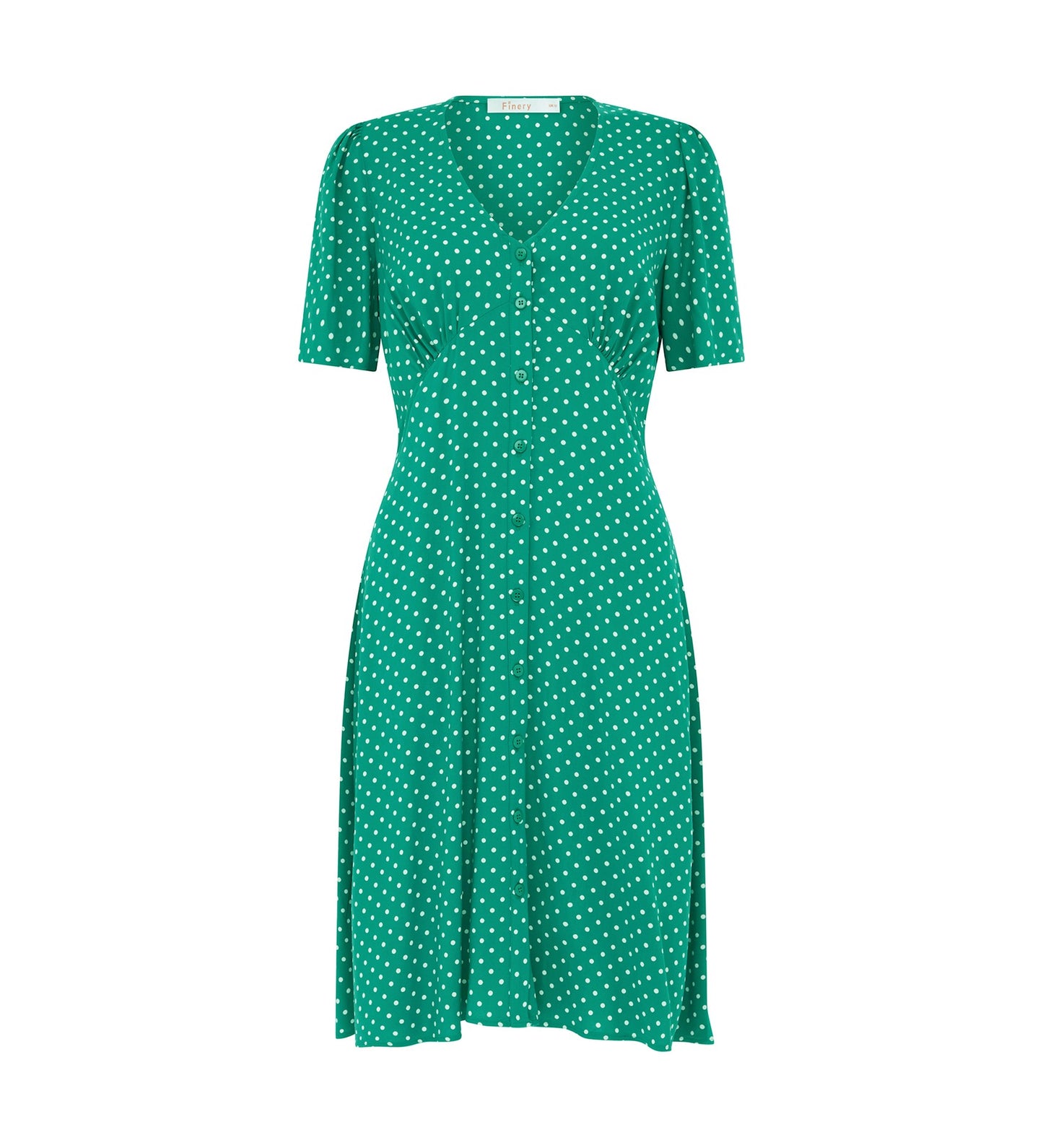 Mala Green Polka Dot Knee Length Dress                                     LENZING™ ECOVERO™