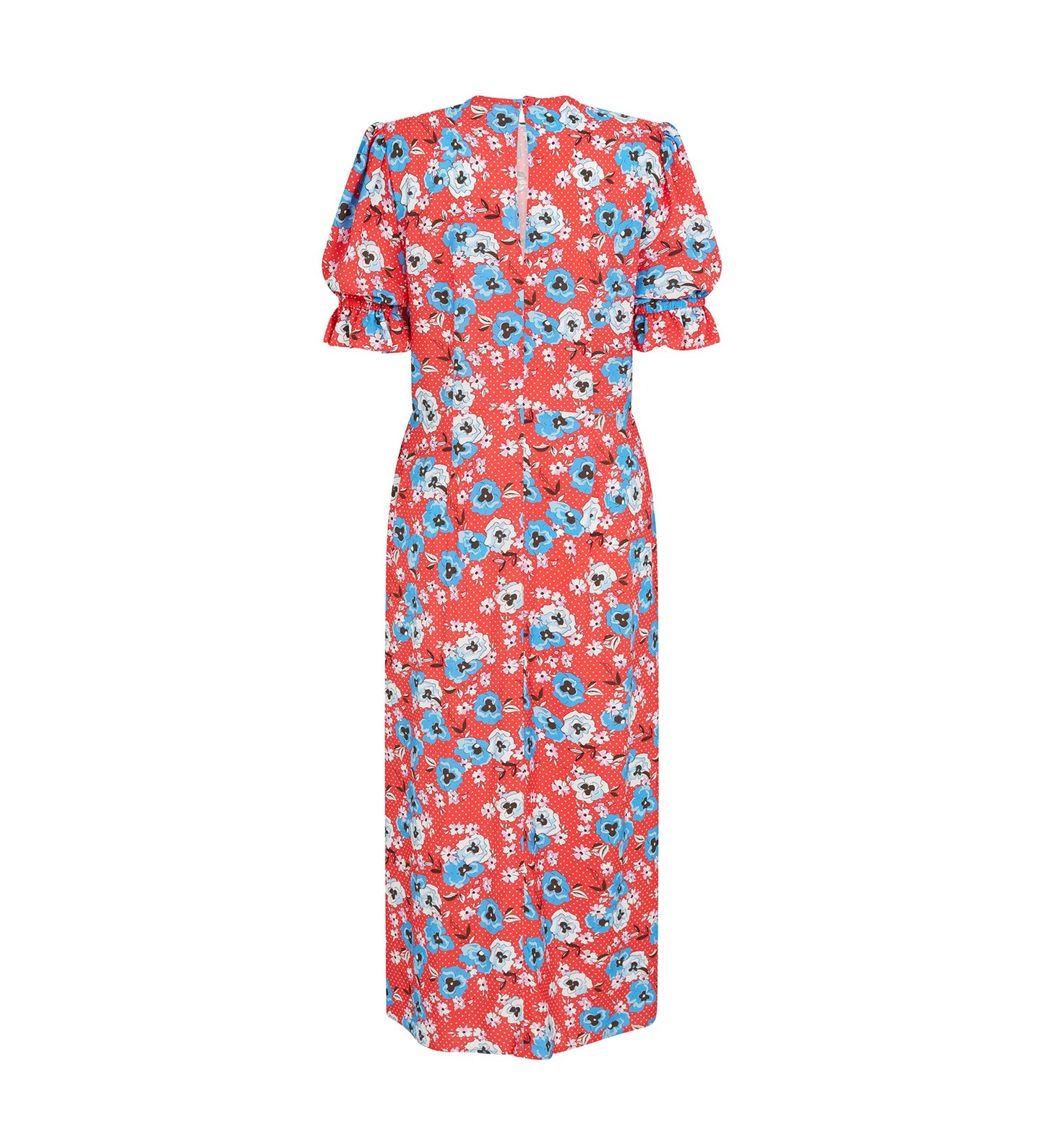 Jaylen Red Pansy Midi Dress                     LENZING™ ECOVERO™