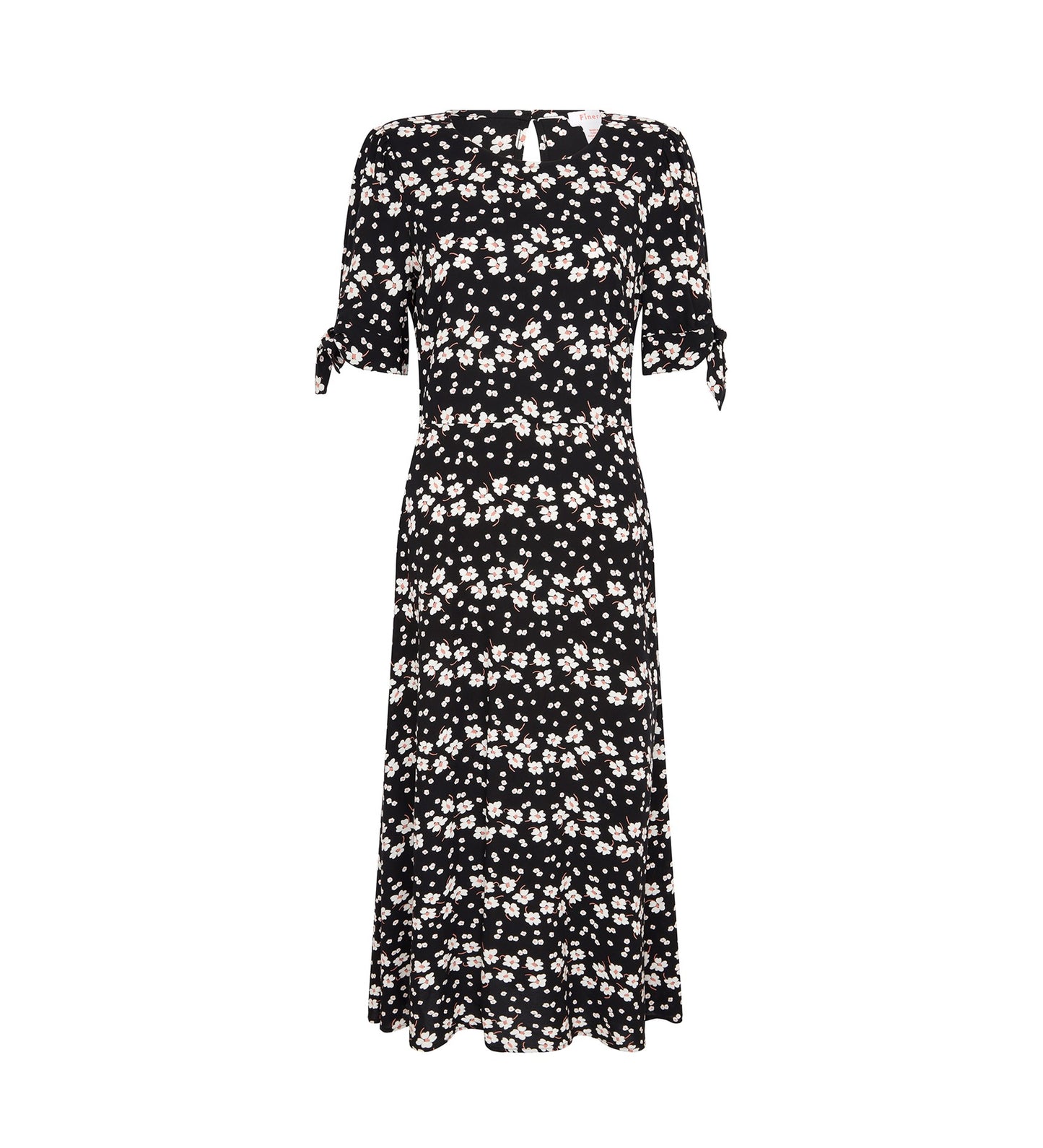 Caley Black Daisy Midi Dress                                     LENZING™ ECOVERO™