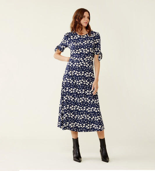 Caley Navy Daisy Midi Dress