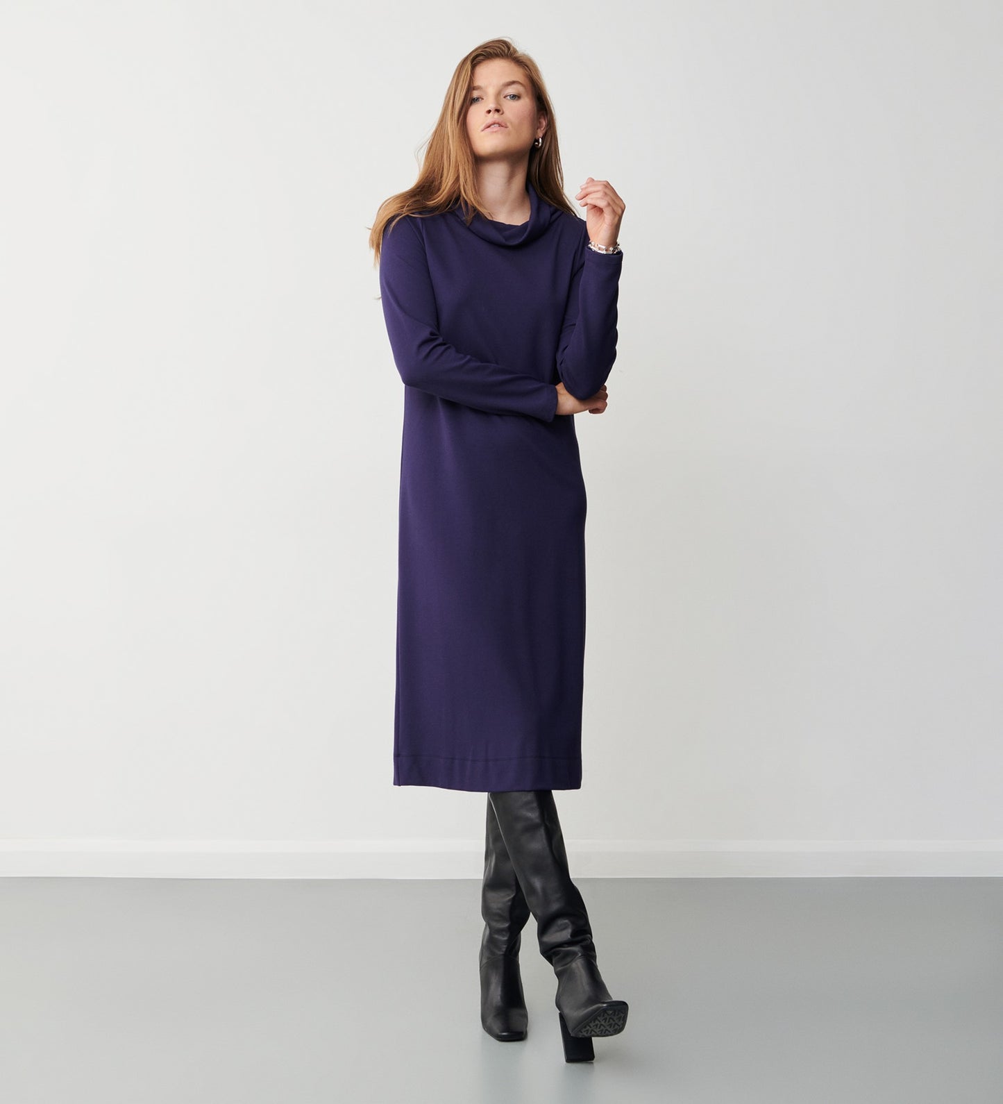 Ingrid Eclipse Navy Ponte Jersey Midi Dress