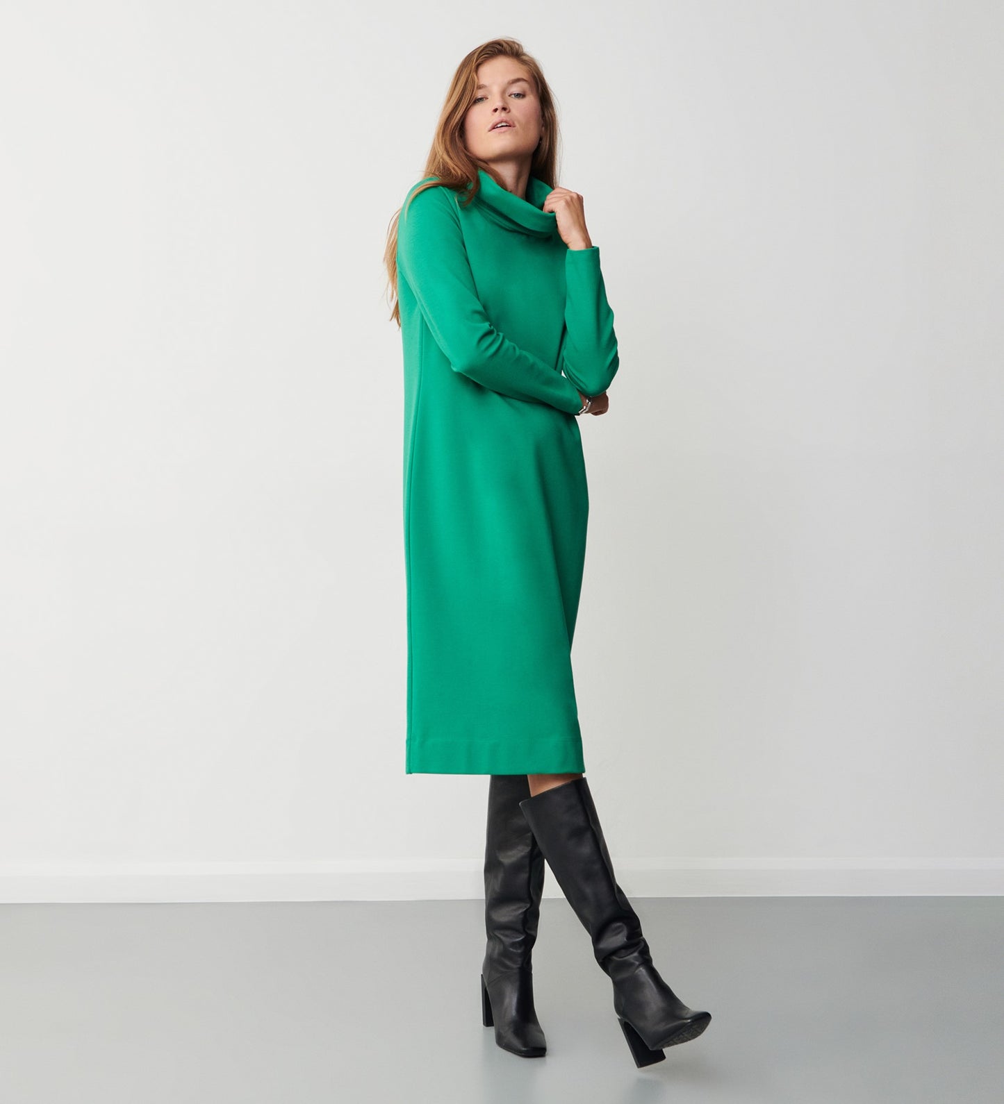 Ingrid Green Ponte Jersey Midi Dress