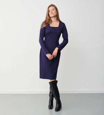 Glain Navy Ponte Jersey Midi Dress