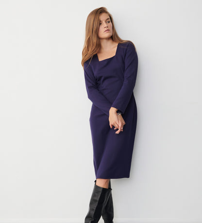 Glain Navy Ponte Jersey Midi Dress