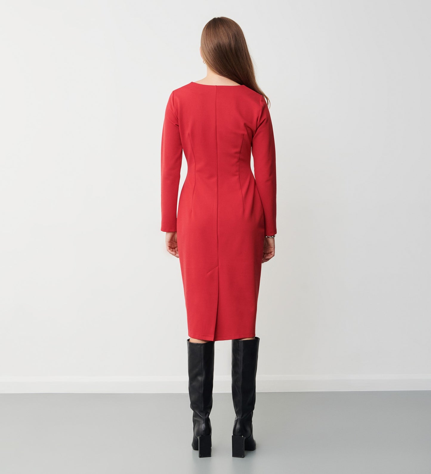 Glain Red Ponte Jersey Midi Dress