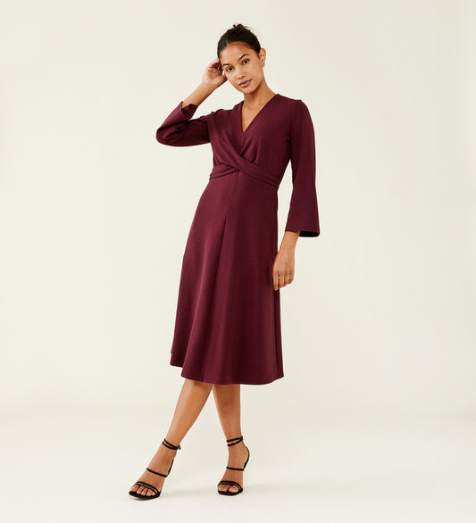 Iona Ponte Jersey Bordeaux Dress