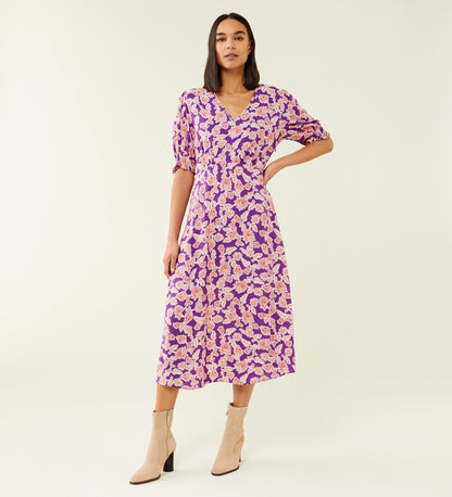 Orion Midi Purple Floral Dress