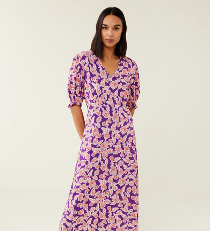 Orion Midi Purple Floral Dress