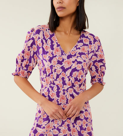 Orion Midi Purple Floral Dress