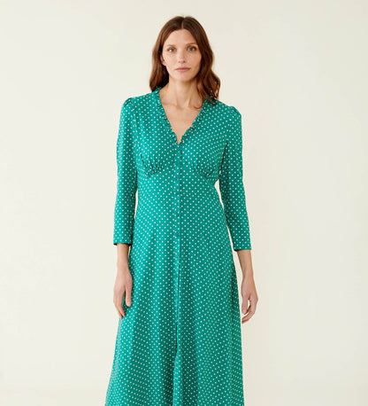 Dee Green Polka Dot Midi Dress                                LENZING™ ECOVERO™