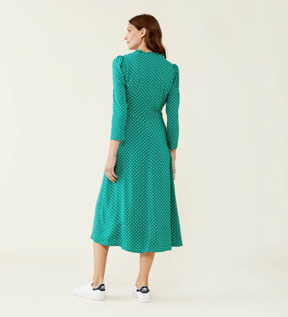 Dee Green Polka Dot Midi Dress                                LENZING™ ECOVERO™