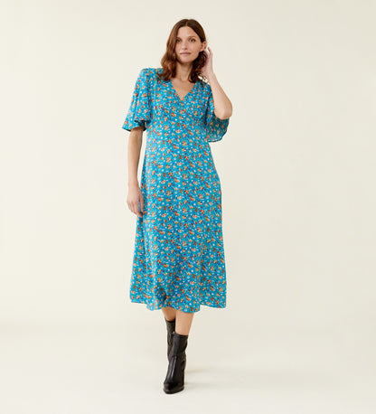 Cecile Teal Floral Dress                                LENZING™ ECOVERO™