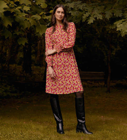 Lyral Maroon Scatter Dress                       LENZING™ ECOVERO™