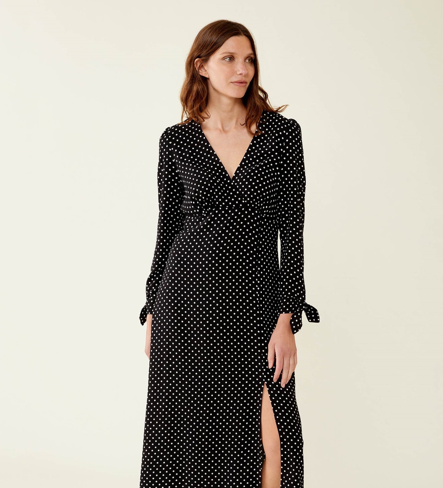 Laine Black Spot Midi Dress