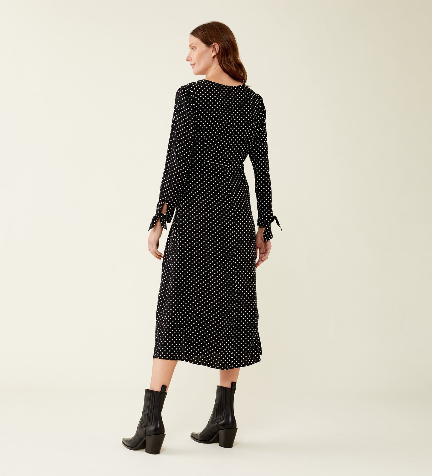 Laine Black Spot Midi Dress