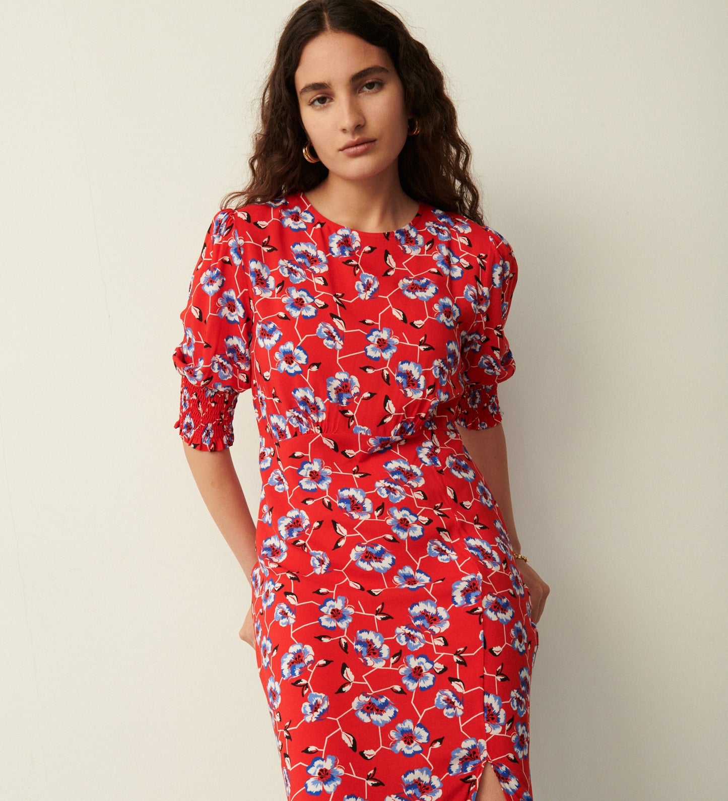 Katia Red Blooms Midi Dress