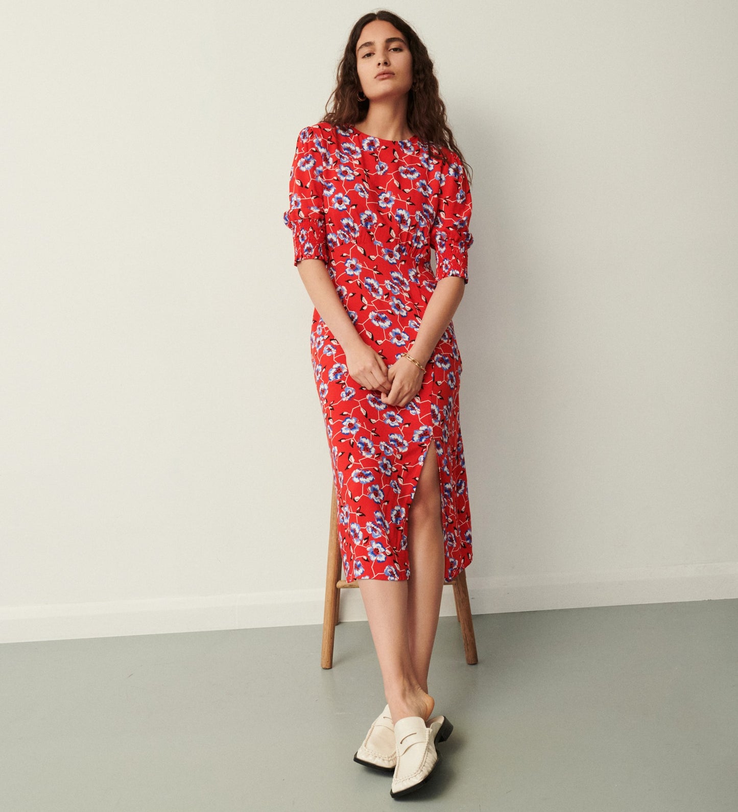 Katia Red Blooms Midi Dress