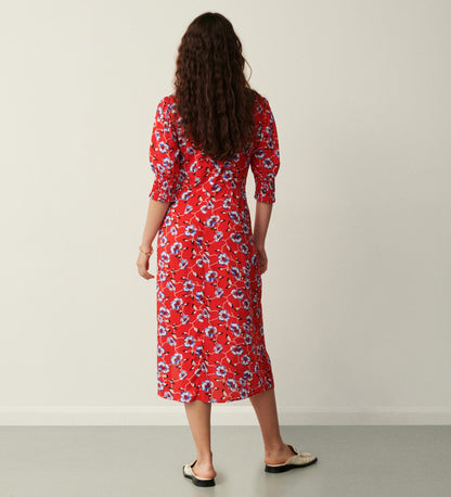 Katia Red Blooms Midi Dress