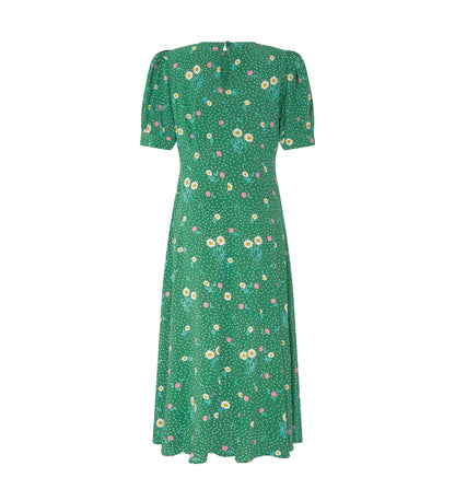 Mathilde Green Daisy Midi Dress                                                 LENZING™ ECOVERO™