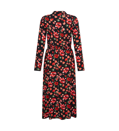 Cassie Red Floral Midi Shirt Dress LENZING™ ECOVERO™