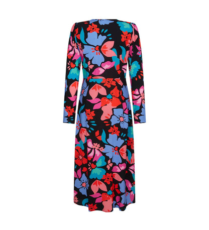 Elizara Black Floral Midi Dress                      LENZING™ ECOVERO™