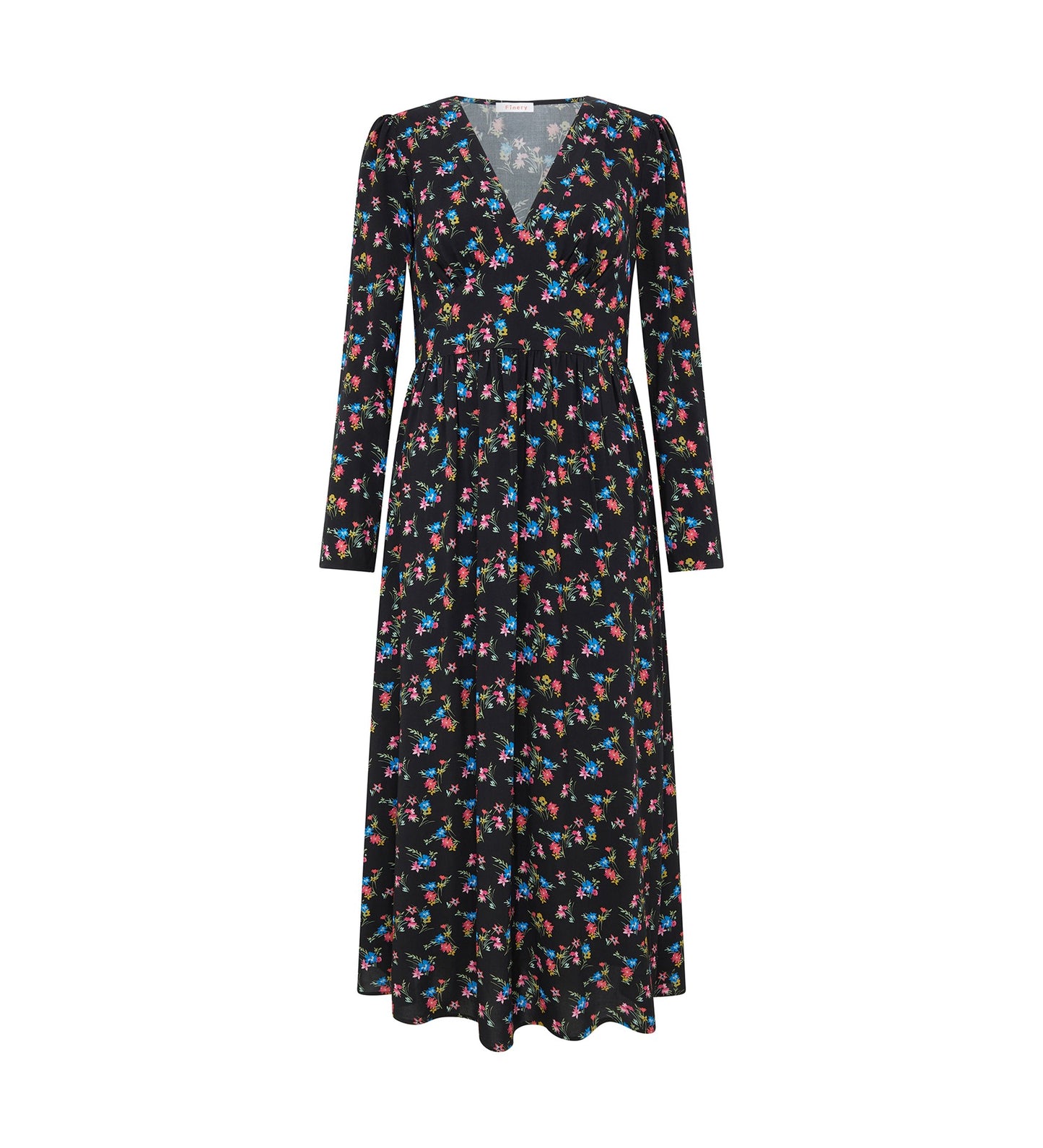 Carrie Black Floral Midi Dress                                                 LENZING™ ECOVERO™