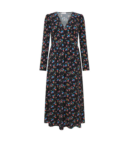 Carrie Black Floral Midi Dress                                                 LENZING™ ECOVERO™