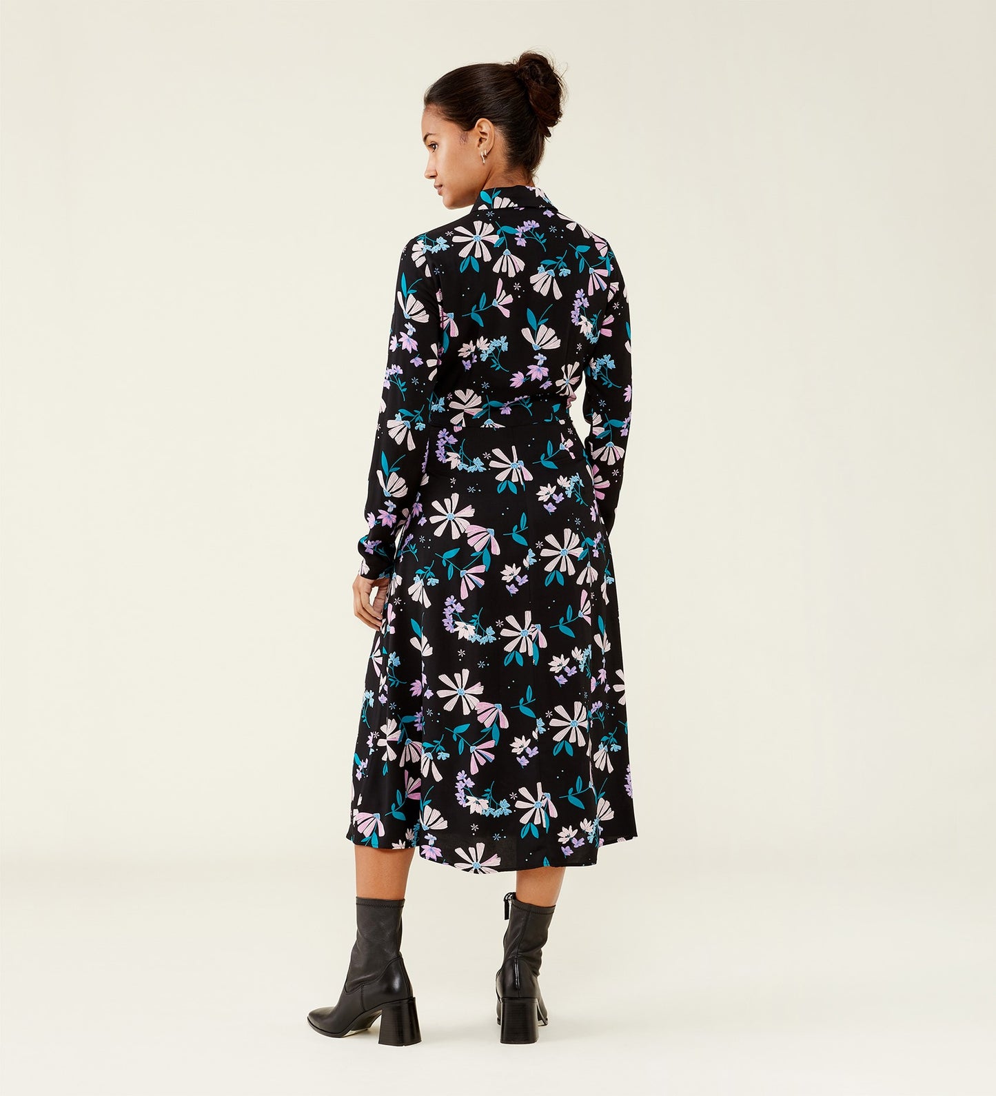 Dawn Black Floral Midi Dress