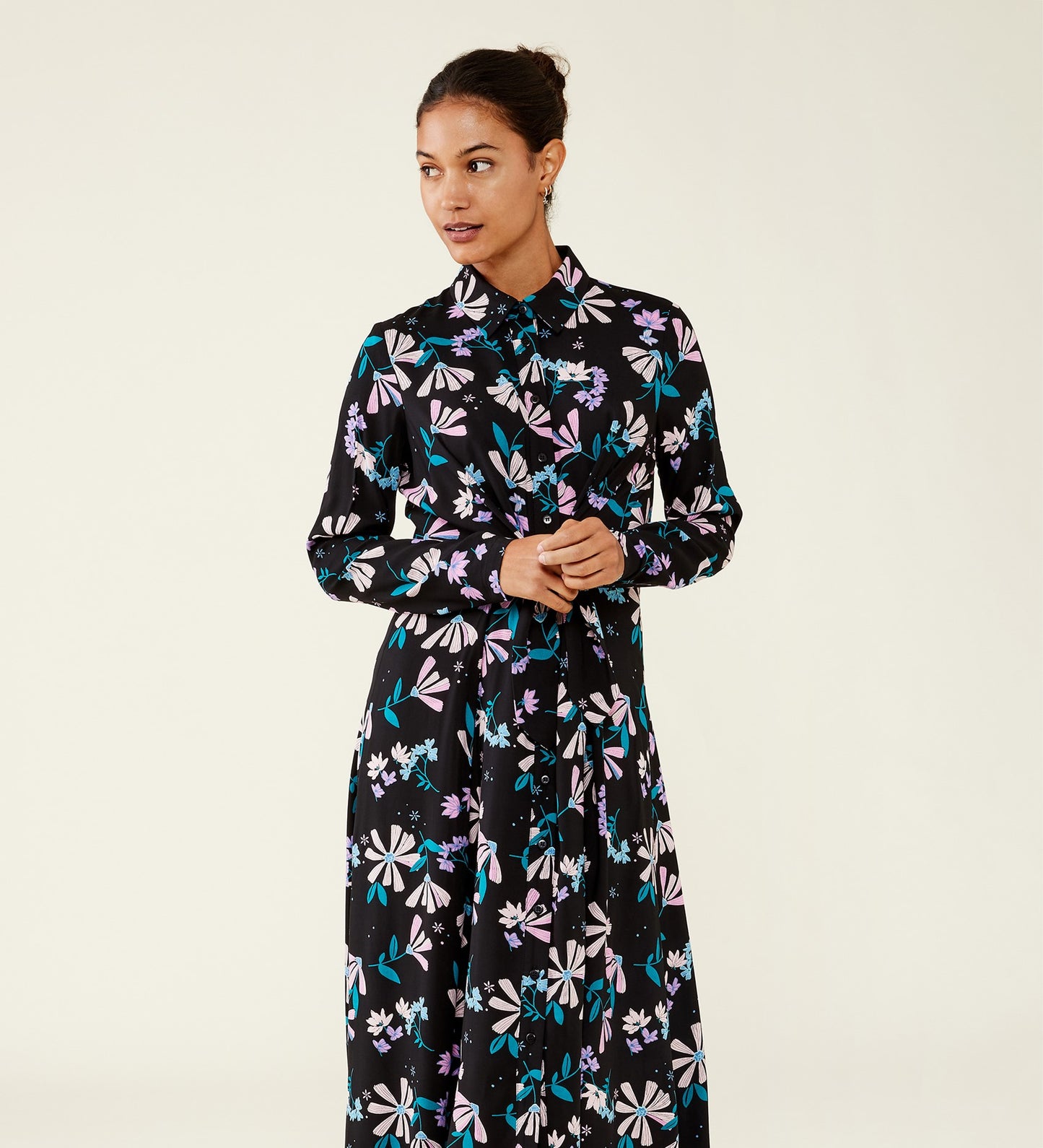 Dawn Black Floral Midi Dress