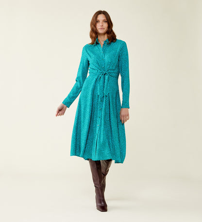 Dawn Turquoise Dots Midi Shirt Dress LENZING™ ECOVERO™