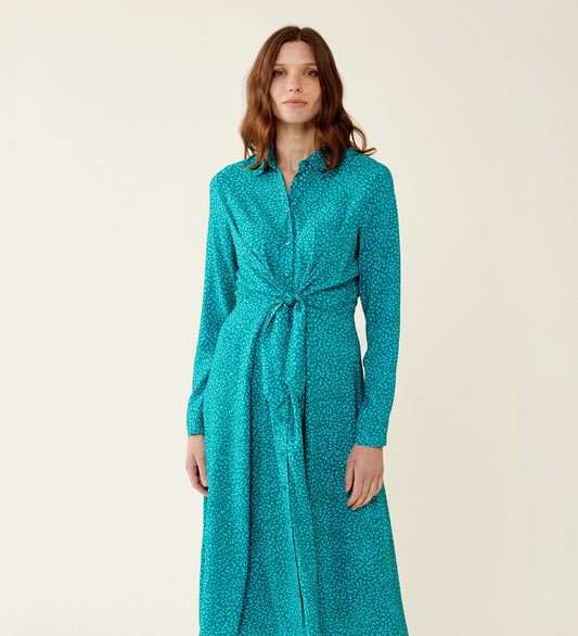 Dawn Turquoise Dots Midi Shirt Dress LENZING™ ECOVERO™