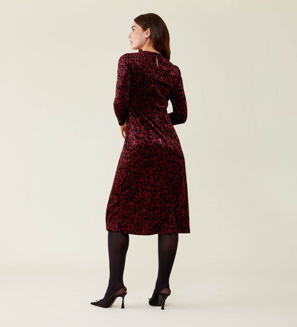 Abel Burgundy Leopard Velvet Dress