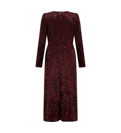 Abel Burgundy Leopard Velvet Dress