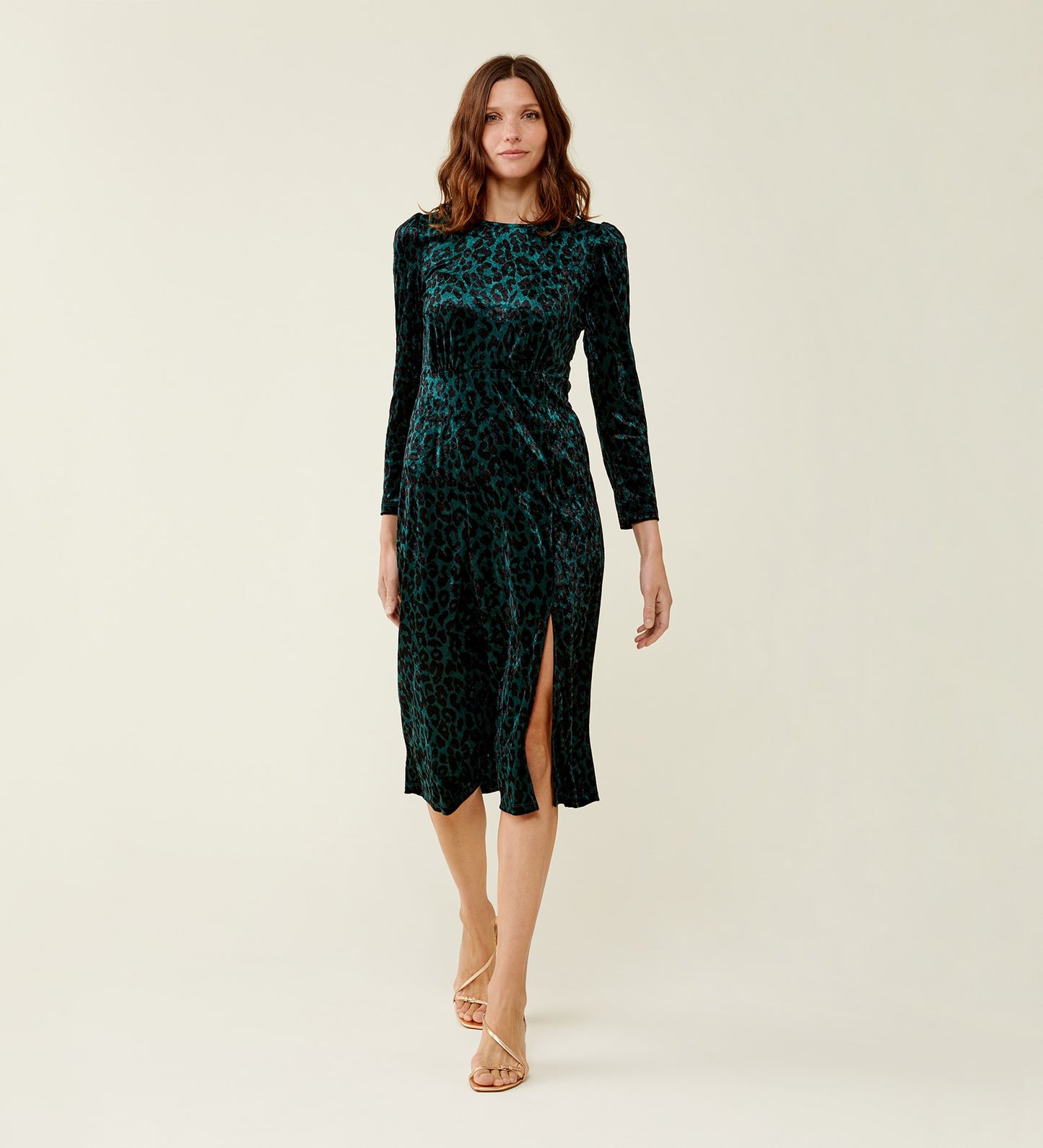 Abel Green Leopard Velvet Dress