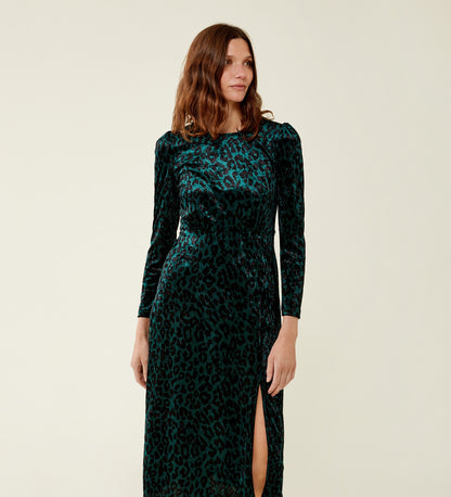 Abel Green Leopard Velvet Dress