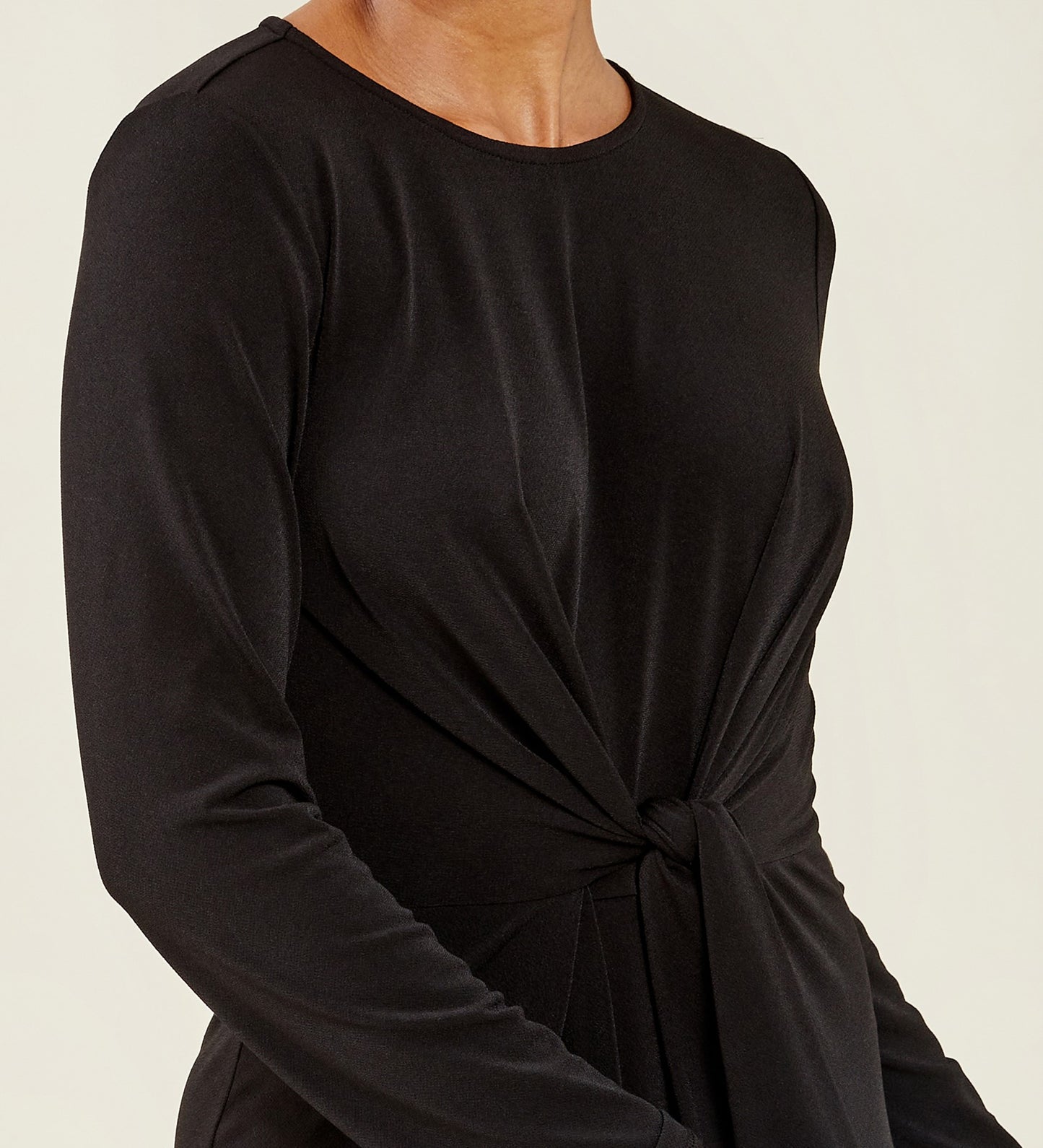 Oleta Jersey Crepe Black Midi Dress