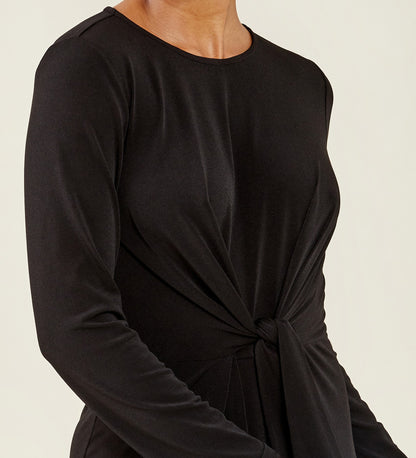 Oleta Jersey Crepe Black Midi Dress