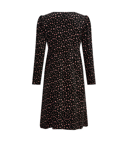 Patty Black Floral Velveteen Dress